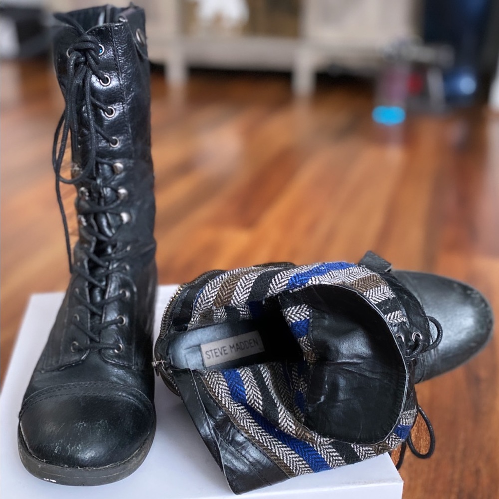 Steve Madden Black Combat Boots